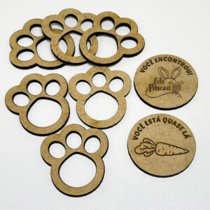 Kit 28 Patinhas de Coelho + 2 Frases em MDF Decoração Páscoa