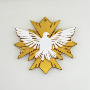 10 chaveiros Divino Espírito Santo 7x7cm acrílico Espelhado