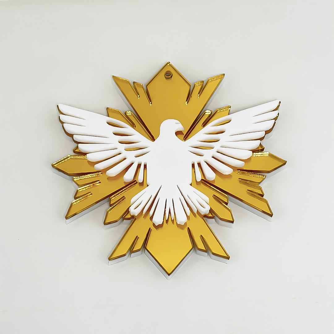 10 chaveiros Divino Espírito Santo 7x7cm acrílico Espelhado