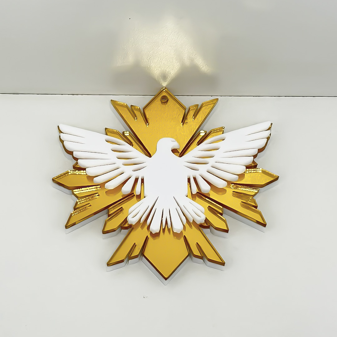 10 chaveiros Divino Espírito Santo 7x7cm acrílico Espelhado - Imagem 3