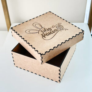 Caixa decorativa MDF Feliz Páscoa 14x14x6cm com tampa
