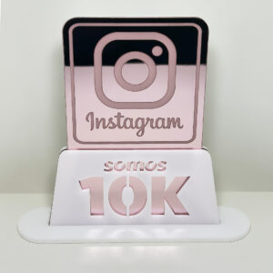 Placa 10K Instagram acrílico espelhado rose 15x16cm