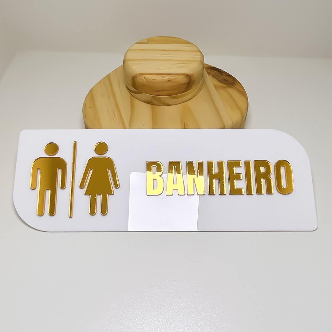 Placa sinalização banheiro acrílico espelhado - Imagem 2
