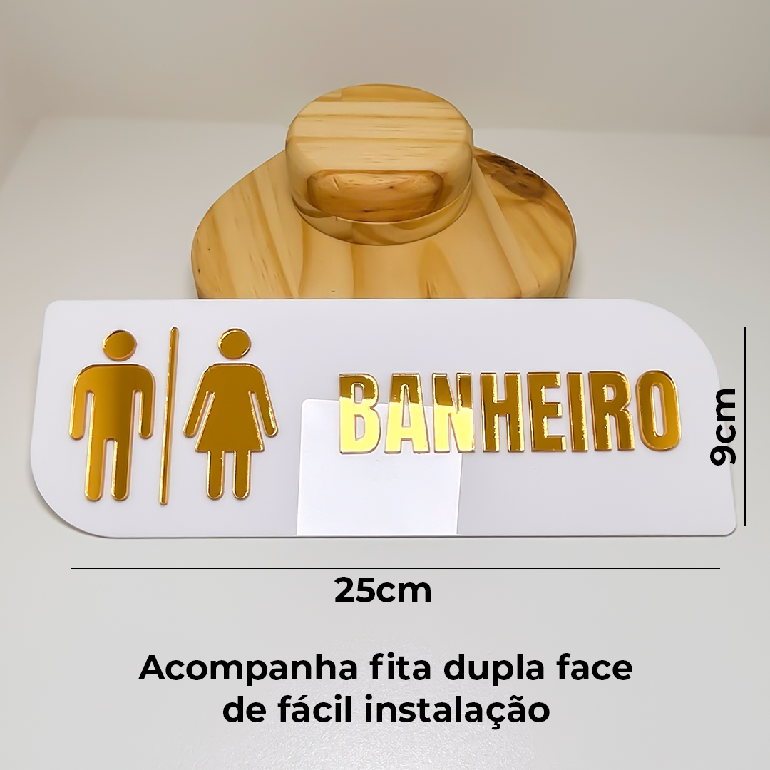Placa sinalização banheiro acrílico espelhado - Imagem 3