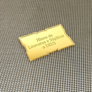 3 Plaquinhas hinário bíblia acrílico espelhado dourado