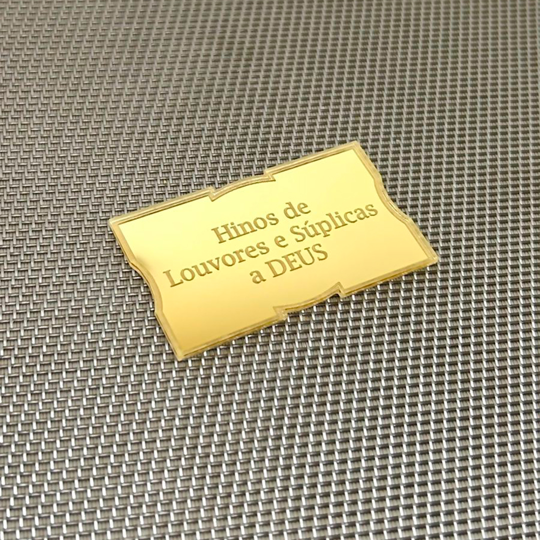 3 Plaquinhas hinário bíblia acrílico espelhado dourado