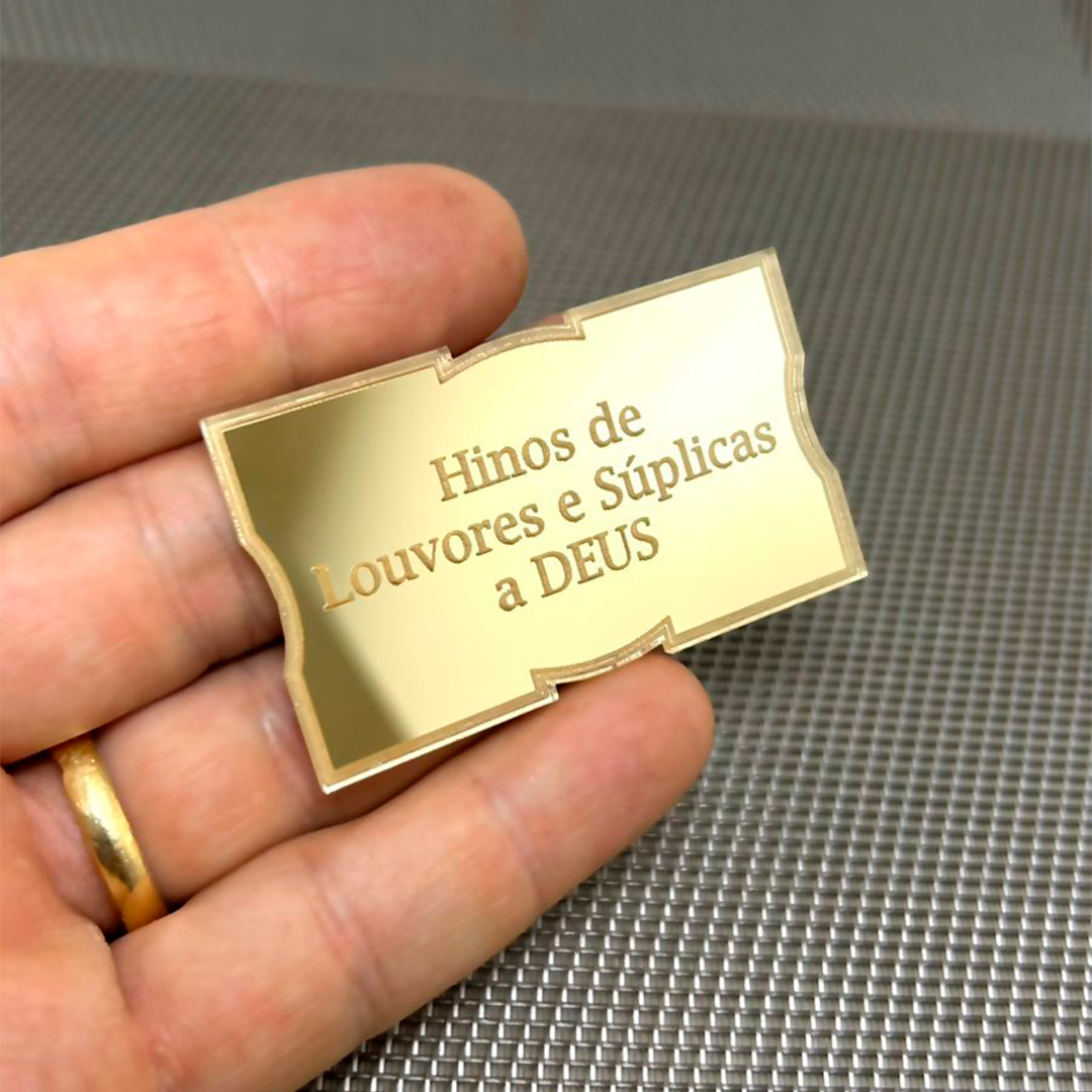 3 Plaquinhas hinário bíblia acrílico espelhado dourado - Imagem 3