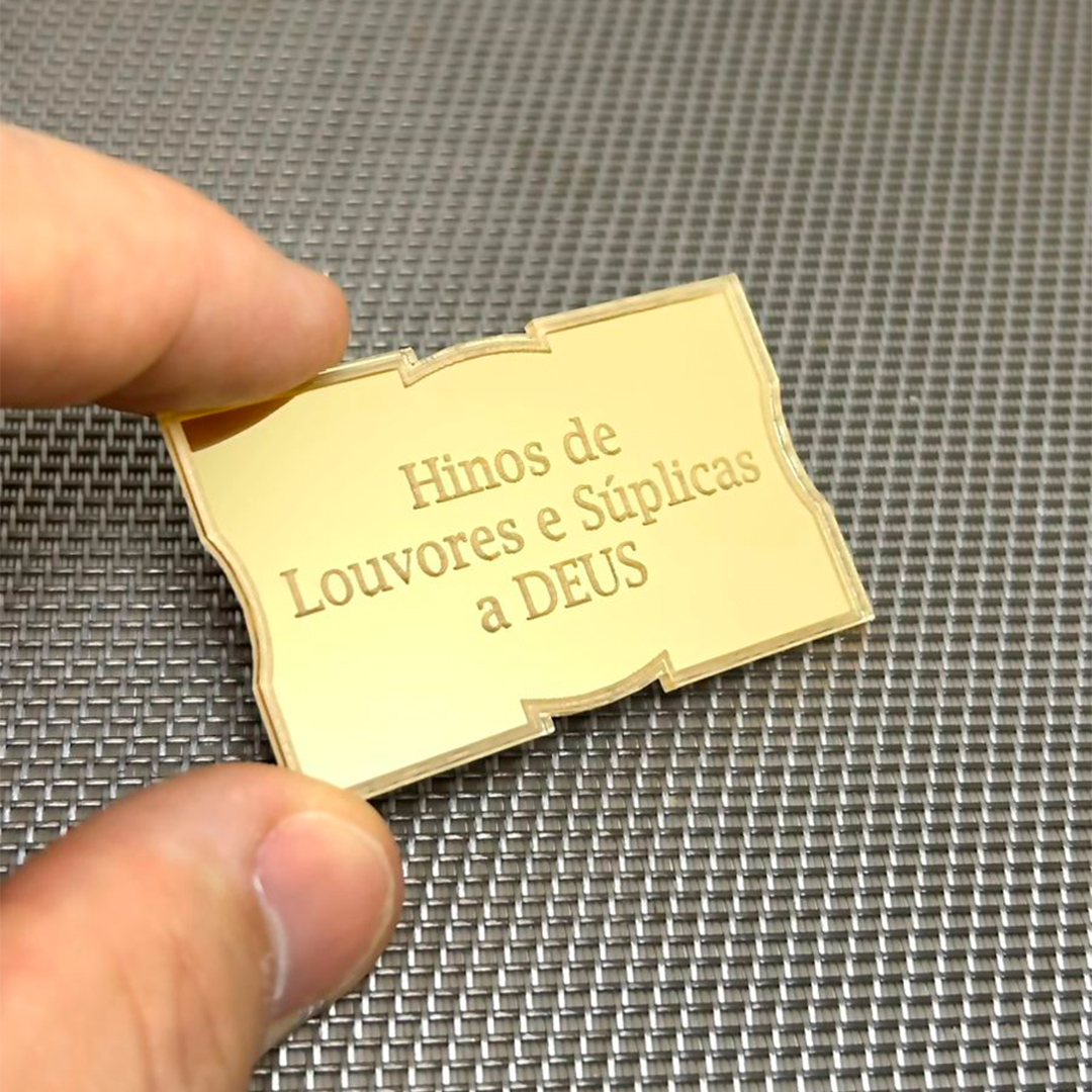 3 Plaquinhas hinário bíblia acrílico espelhado dourado - Imagem 4
