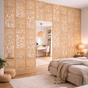 kit 16 Divisórias de ambiente MDF cru 19x19cm 19x38cm cobogo