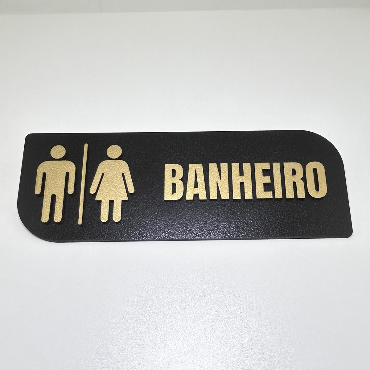 Placa sinalização banheiro MDF Preto e dourado premium - Imagem 2