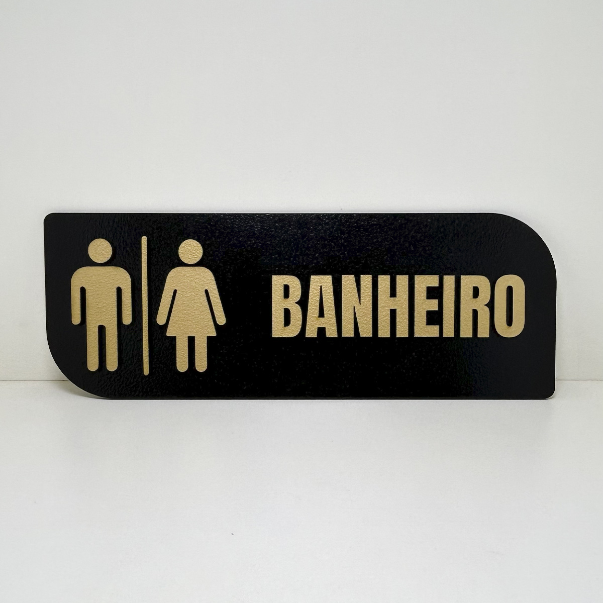 Placa sinalização banheiro MDF Preto e dourado premium - Imagem 3