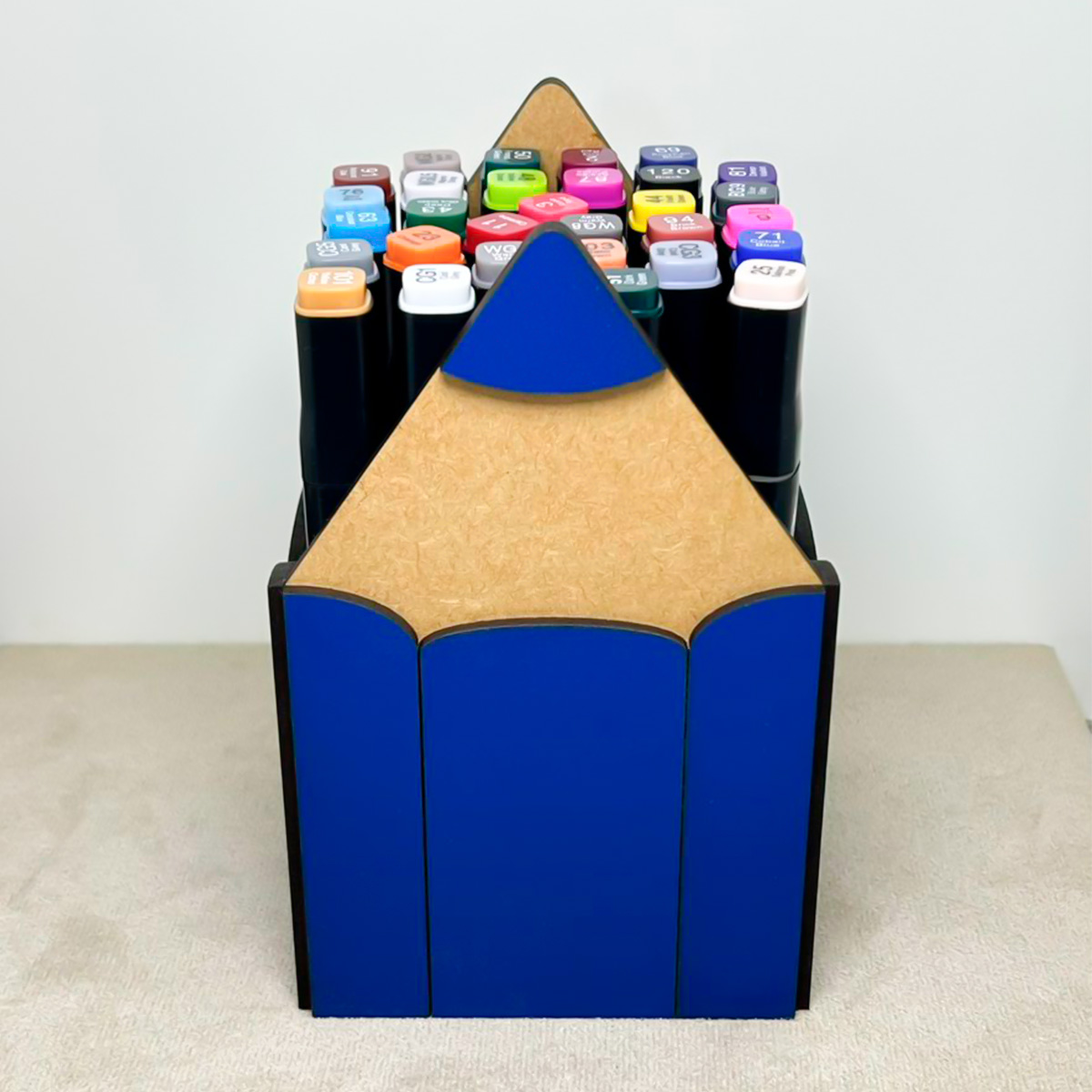 Porta Lápis Premium em MDF 3mm Texturizado Azul - Imagem 2