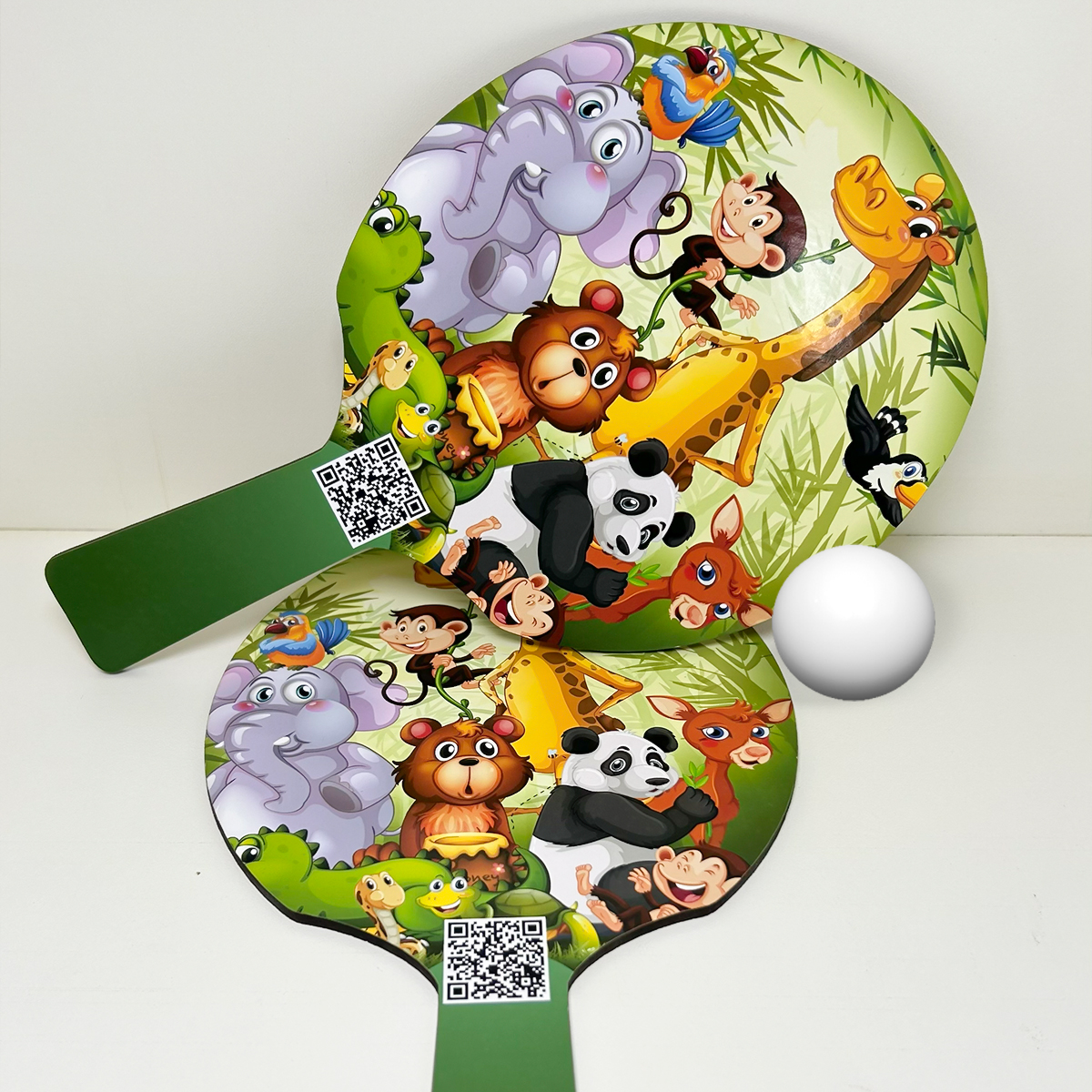 Kit 5 Pares de Raquete em MDF + bolinha Tema Safari Infantil - Imagem 4