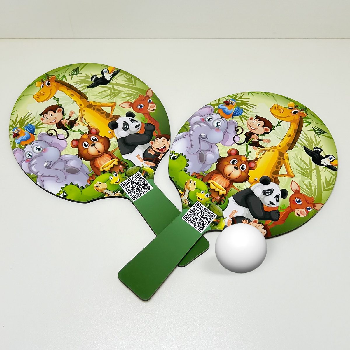 Kit 5 Pares de Raquete em MDF + bolinha Tema Safari Infantil - Imagem 2