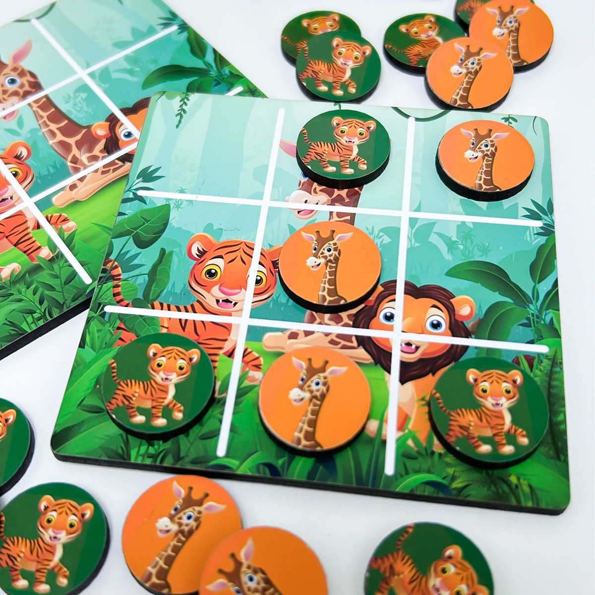Kit 3 Jogos da Velha em MDF impressão Tema Safari Infantil - Imagem 2
