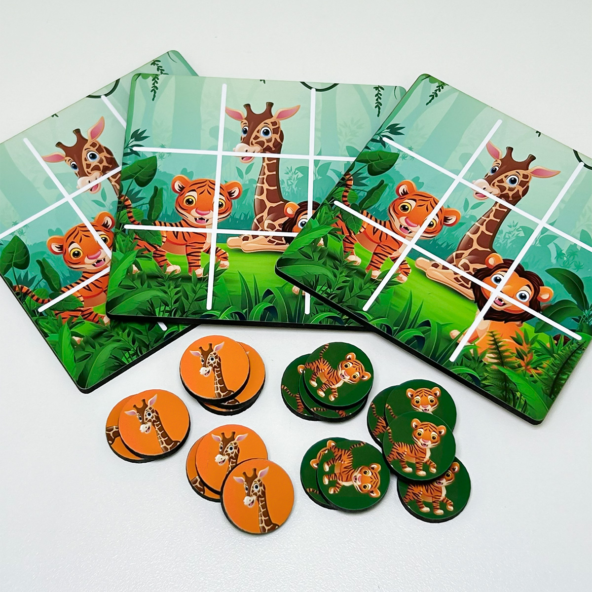 Kit 3 Jogos da Velha em MDF impressão Tema Safari Infantil - Imagem 5