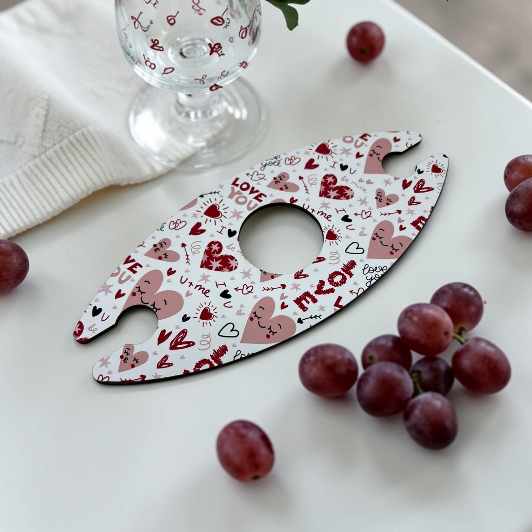 Kit 2 Porta Taças MDF Vinho Garrafa Amor Presente - Imagem 3