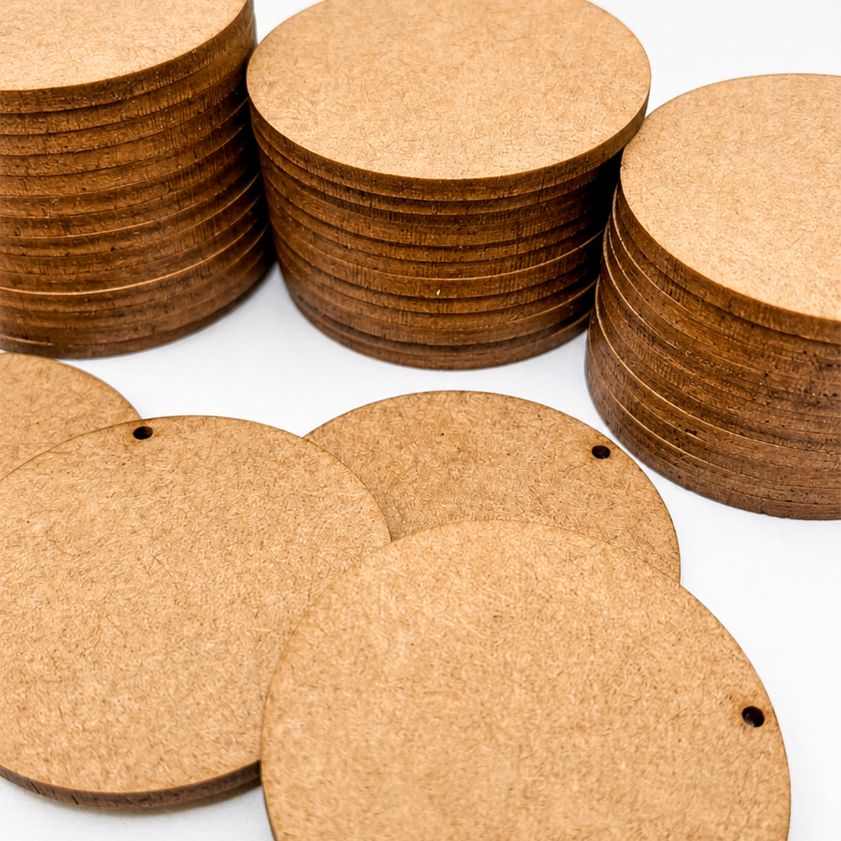 Kit 50 base Chaveiro Mdf 5cm Círculo Bolacha aplique Furo - Imagem 3