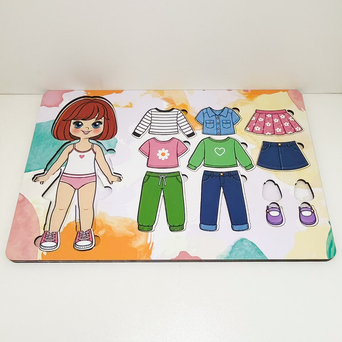 Boneca Fashion MDF Troca Roupa Infantil Pedagógico - Imagem 4