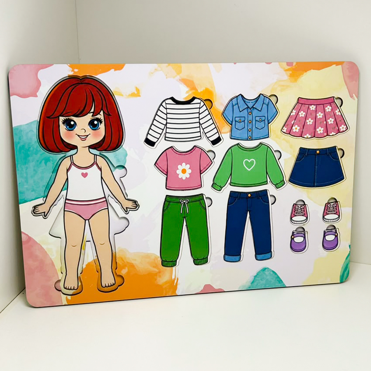 Boneca Fashion MDF Troca Roupa Infantil Pedagógico - Imagem 2