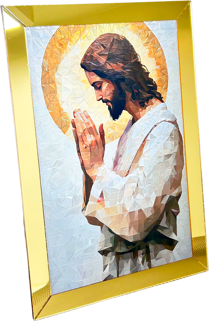 Placa MDF impressão fotográfica religiosa borda espelhada - Imagem 2
