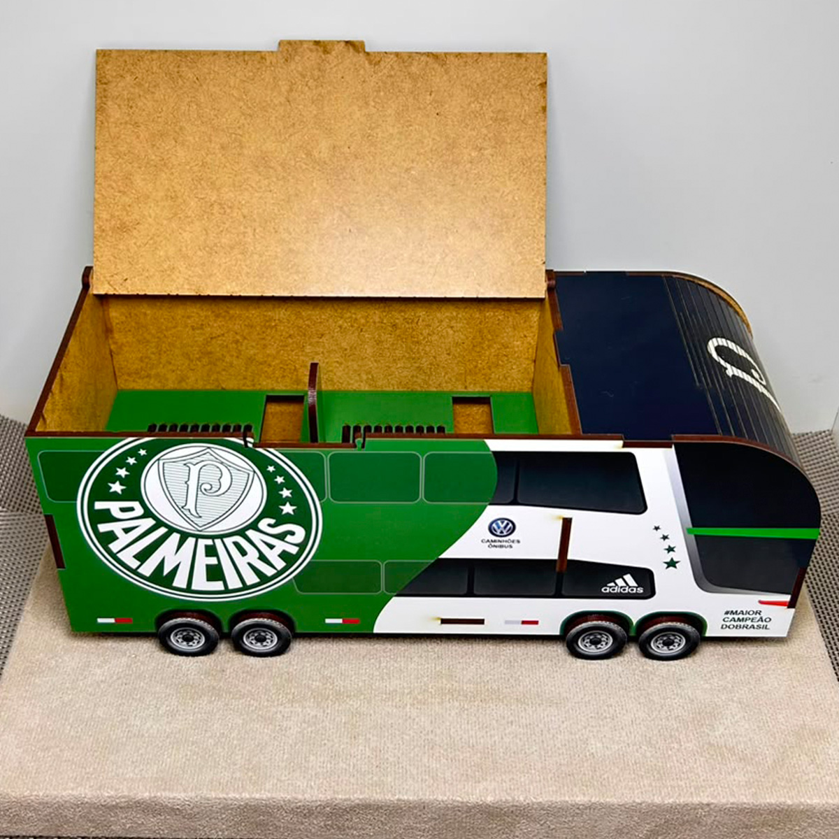 Ônibus caixa Futebol de Botão Personalizado Time MDF estojo - Imagem 8