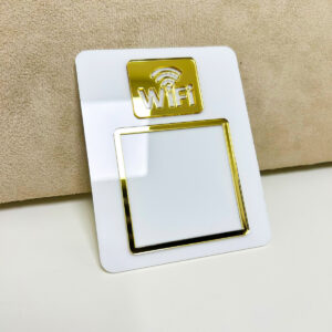 Placa WI FI QR code Acrílico 10x8cm parede balcão vidro