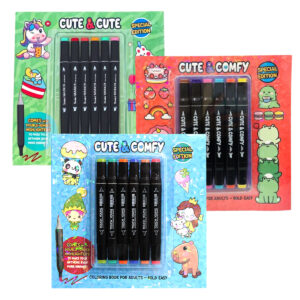Livro de Colorir Cute & Comfy com 6 Canetinhas